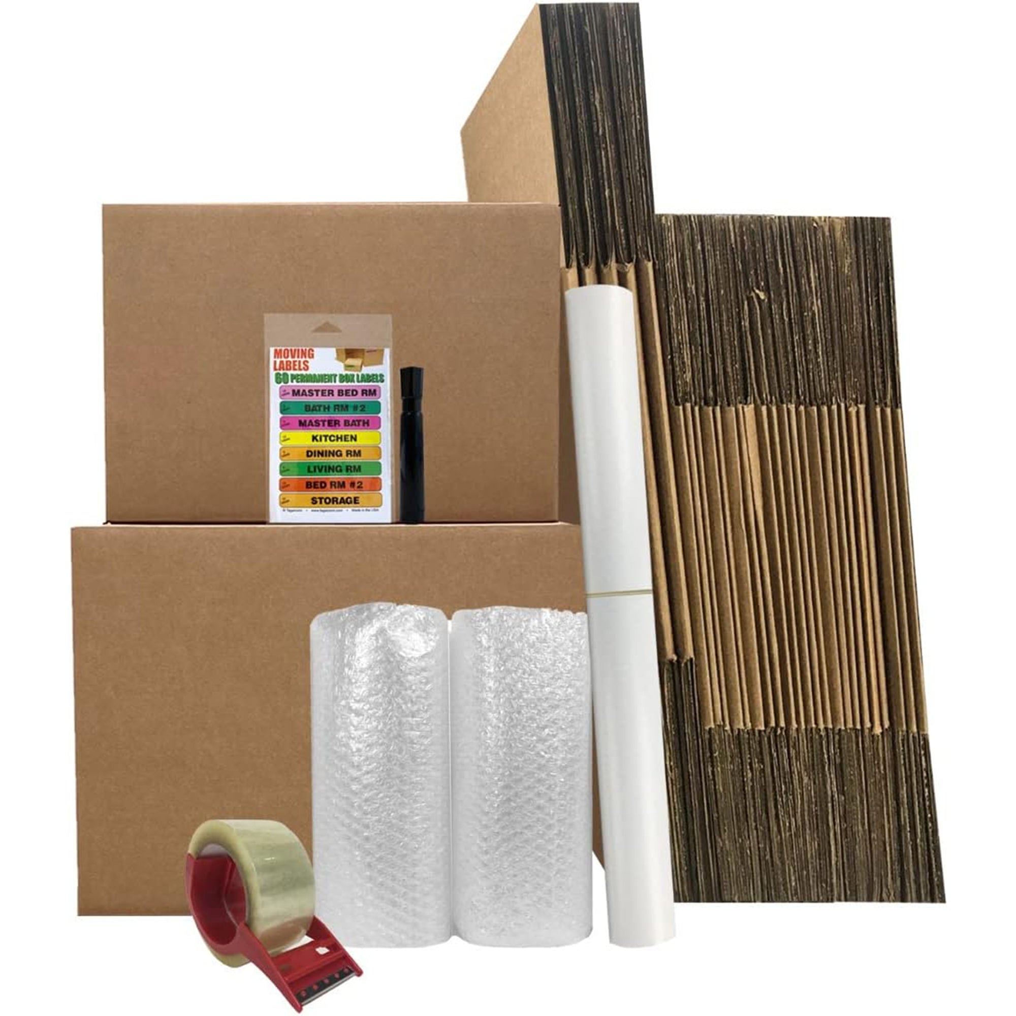 UBMOVE 2 Room Moving Kit, 28 Corrugated Cardboard Boxes w/ Packing Supplies (Used)