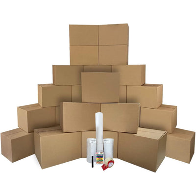 UBMOVE 2 Room Moving Kit, 28 Corrugated Cardboard Boxes w/ Packing Supplies (Used)