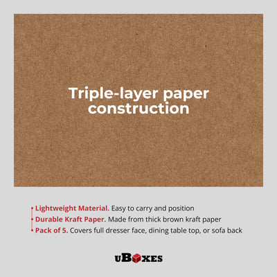 uBoxes 5-Pack Furniture Paper Pads, Floor Protectors for Moving & Packing, Brown - VMInnovations