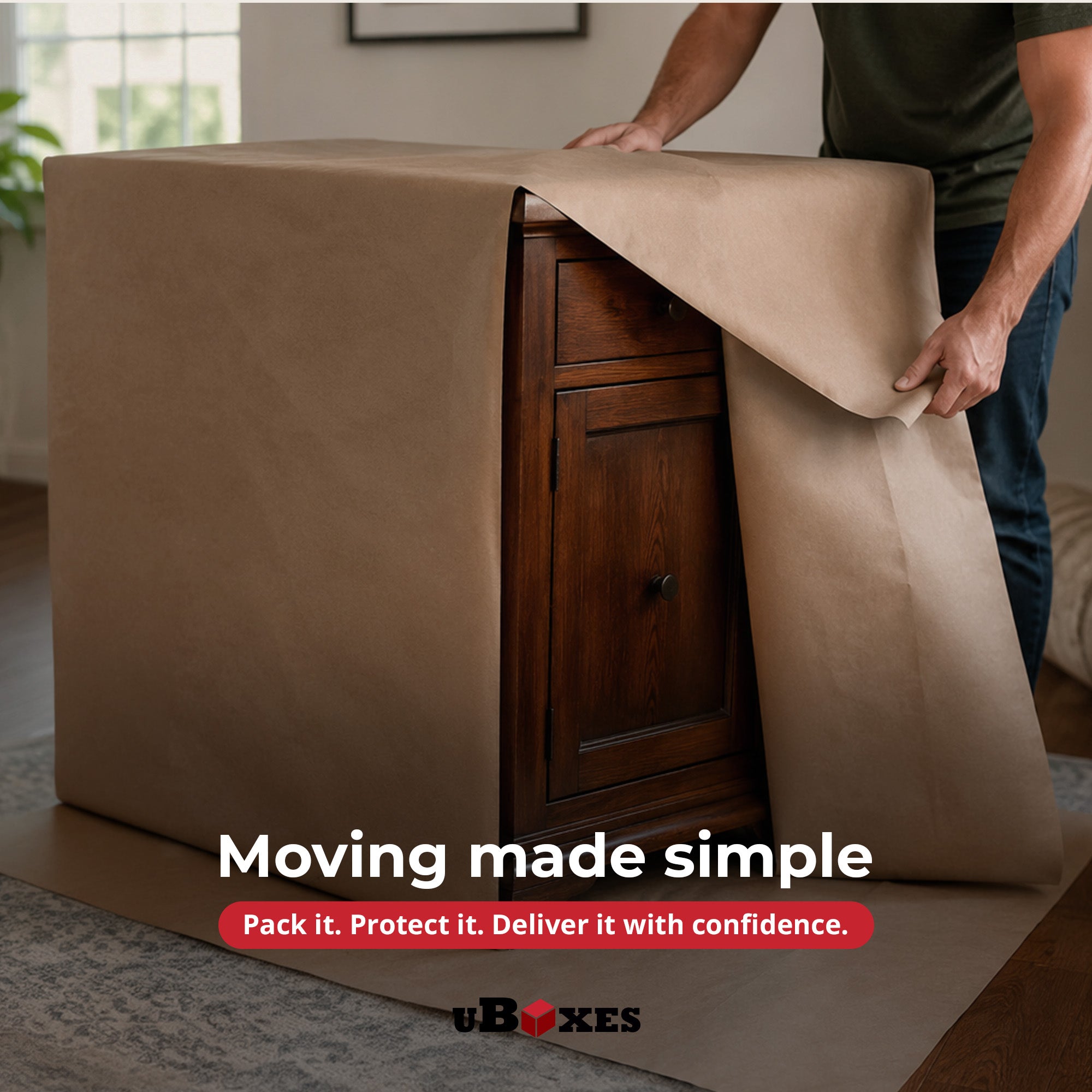 uBoxes 5-Pack Furniture Paper Pads, Floor Protectors for Moving & Packing, Brown - VMInnovations