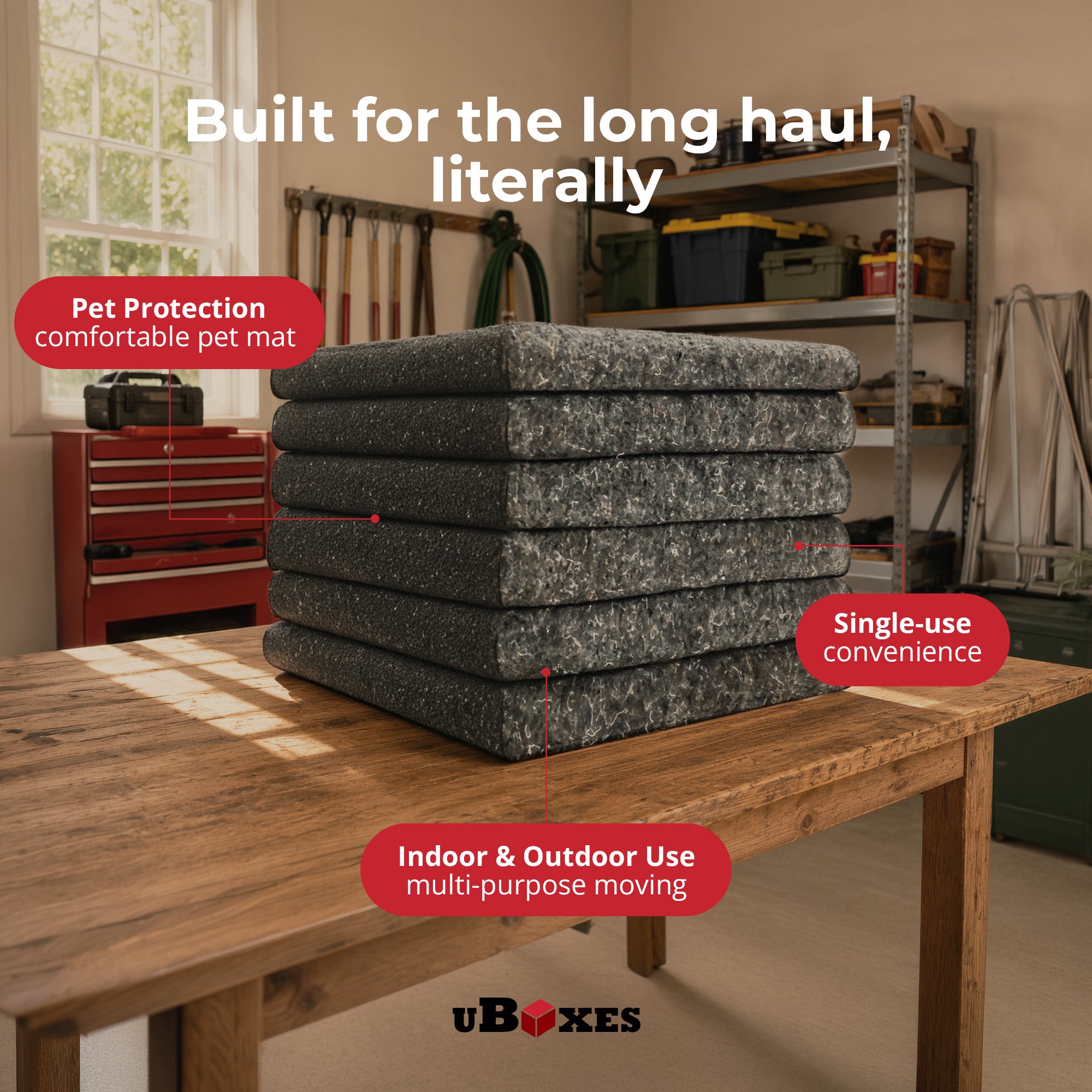 uBoxes 6-Pack Moving Blankets, Floor Protectors for Moving and Packing, Gray - VMInnovations