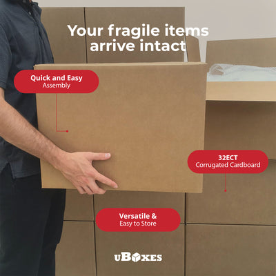 UBMOVE Large Corrugated Cardboard Moving Boxes, 20" x 20" x 15", 12 Pack - VMInnovations