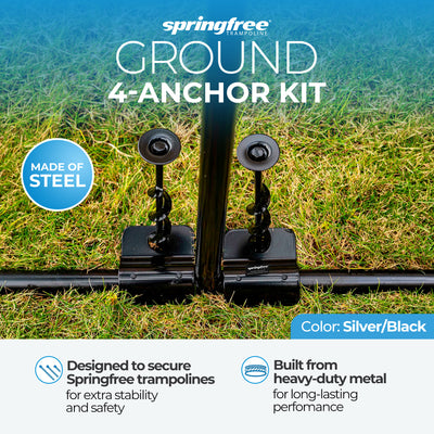 Springfree Trampoline Ground Anchor Kit, Heavy Duty Trampoline Accessory, Black - VMInnovations