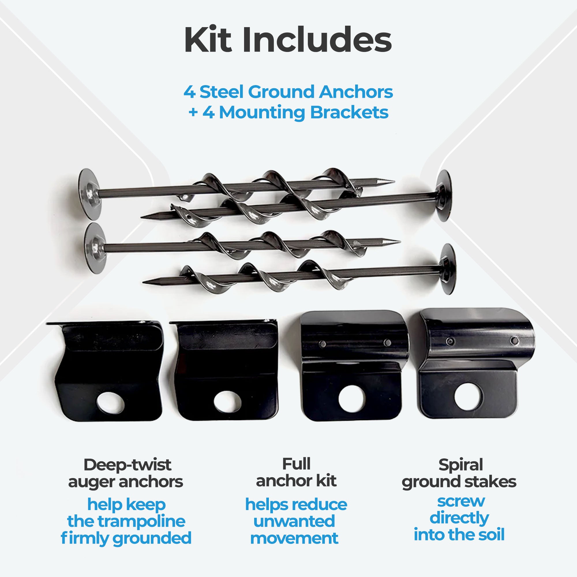 Springfree Trampoline Ground Anchor Kit, Heavy Duty Trampoline Accessory, Black - VMInnovations