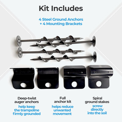 Springfree Trampoline Ground Anchor Kit, Heavy Duty Trampoline Accessory, Black - VMInnovations