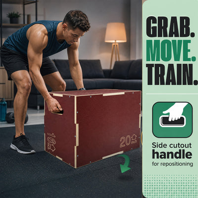 Signature Fitness 16"x20"x24" Non-Slip Wooden Plyo Box Jump Exercise Platform