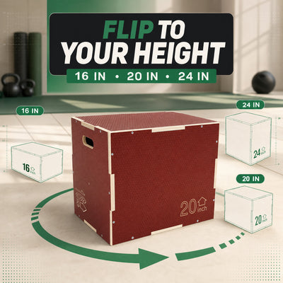 Signature Fitness 16"x20"x24" Non-Slip Wooden Plyo Box Jump Exercise Platform