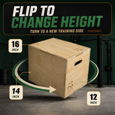 Fitvids 16"x14"x12" Wooden Plyo Box Jump Exercise Platform Workout Equipment
