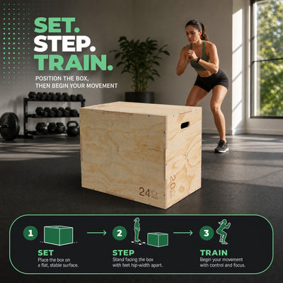 FitVids 20"x24"x30" Wooden Plyo Box Jump Exercise Platform Workout Equipment