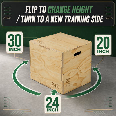 FitVids 20"x24"x30" Wooden Plyo Box Jump Exercise Platform Workout Equipment