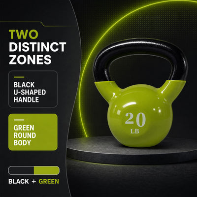 Fitvids 20 lb Vinyl-Coated Kettlebell With Handle for Strength Training, Lemon