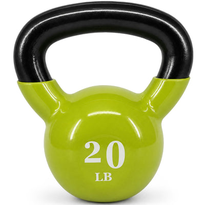 Fitvids 20 lb Vinyl-Coated Kettlebell With Handle for Strength Training, Lemon