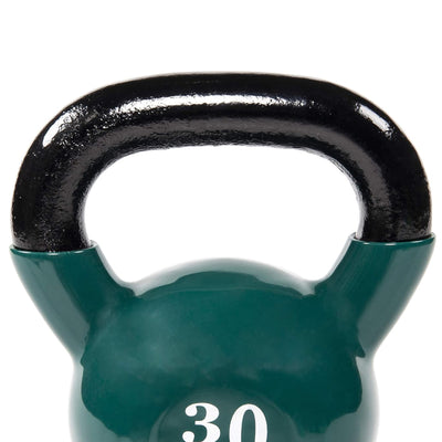 Fitvids 30 lb Vinyl-Coated Kettlebell Weight for Strength Training, Dark Green