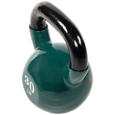 Fitvids 30 lb Vinyl-Coated Kettlebell Weight for Strength Training, Dark Green