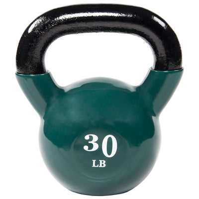 Fitvids 30 lb Vinyl-Coated Kettlebell Weight for Strength Training, Dark Green