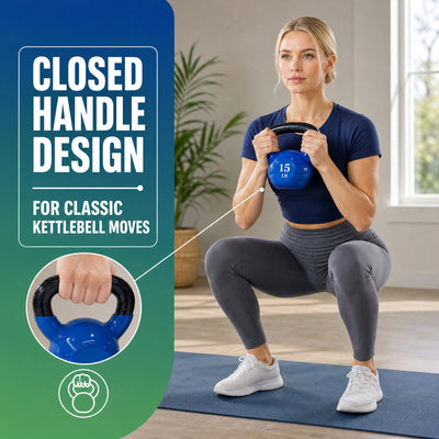 Fitvids Vinyl-Coated Kettlebell Weights, Set of 10, 15, and 20 lb, Multicolor