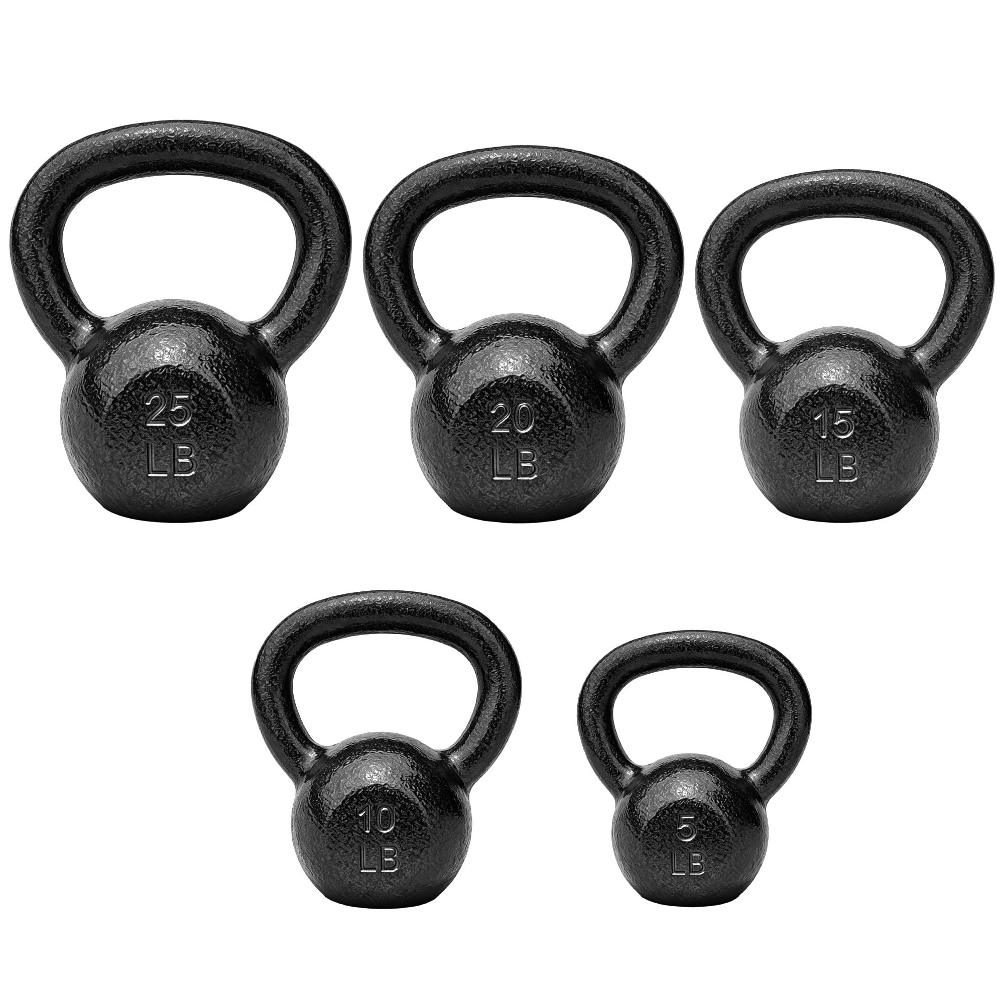 BalanceFrom Cast Iron Kettlebell Set for Home Gym, 5lb, 10lb, 15lb, 20lb, & 25lb