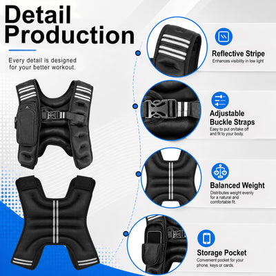 BalanceFrom 8 lb Weighted Nylon Tactical Vest with Quick Release & Phone Pouch