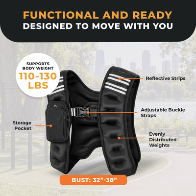 BalanceFrom 8 lb Weighted Nylon Tactical Vest with Quick Release & Phone Pouch