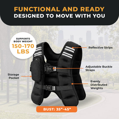 BalanceFrom 16 lb Weighted Nylon Tactical Vest with Quick Release & Phone Pouch