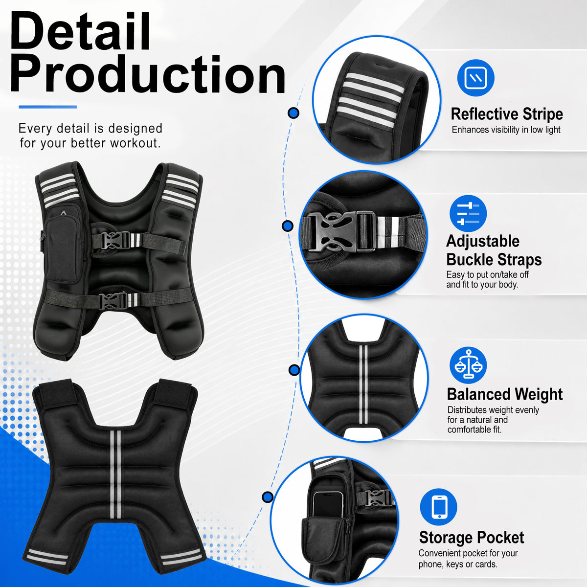BalanceFrom 25 lb Weighted Nylon Tactical Vest with Quick Release & Phone Pouch