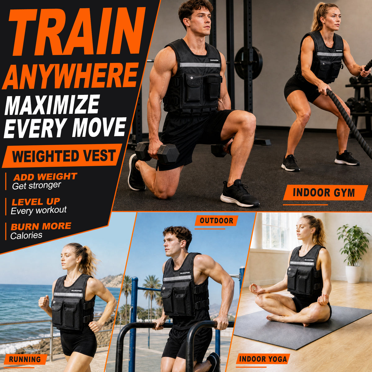 BalanceFrom 40 lb Weighted Training Vest with Quick Release and Breathable Mesh
