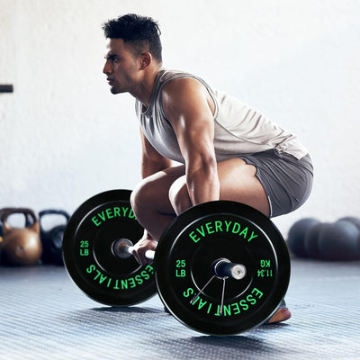 BalanceFrom Olympic Rubber Bumper Plate Set, 10, 25 & 45 lb Weight Plates, Black