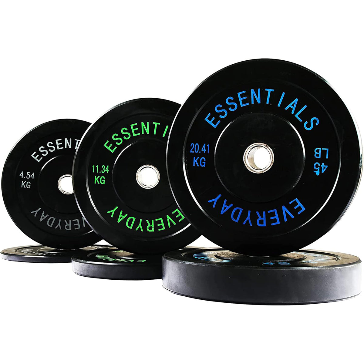 BalanceFrom Olympic Rubber Bumper Plate Set, 10, 25 & 45 lb Weight Plates, Black