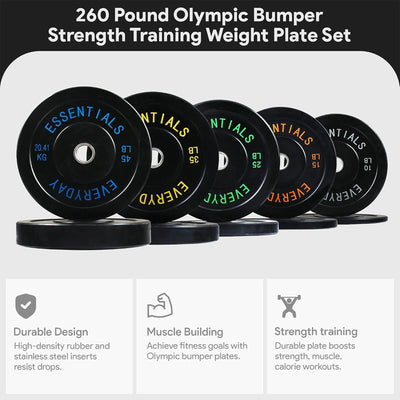 BalanceFrom Olympic Rubber Bumper Plate Set of 10, 15, 25, 35, and 45 lb Weight