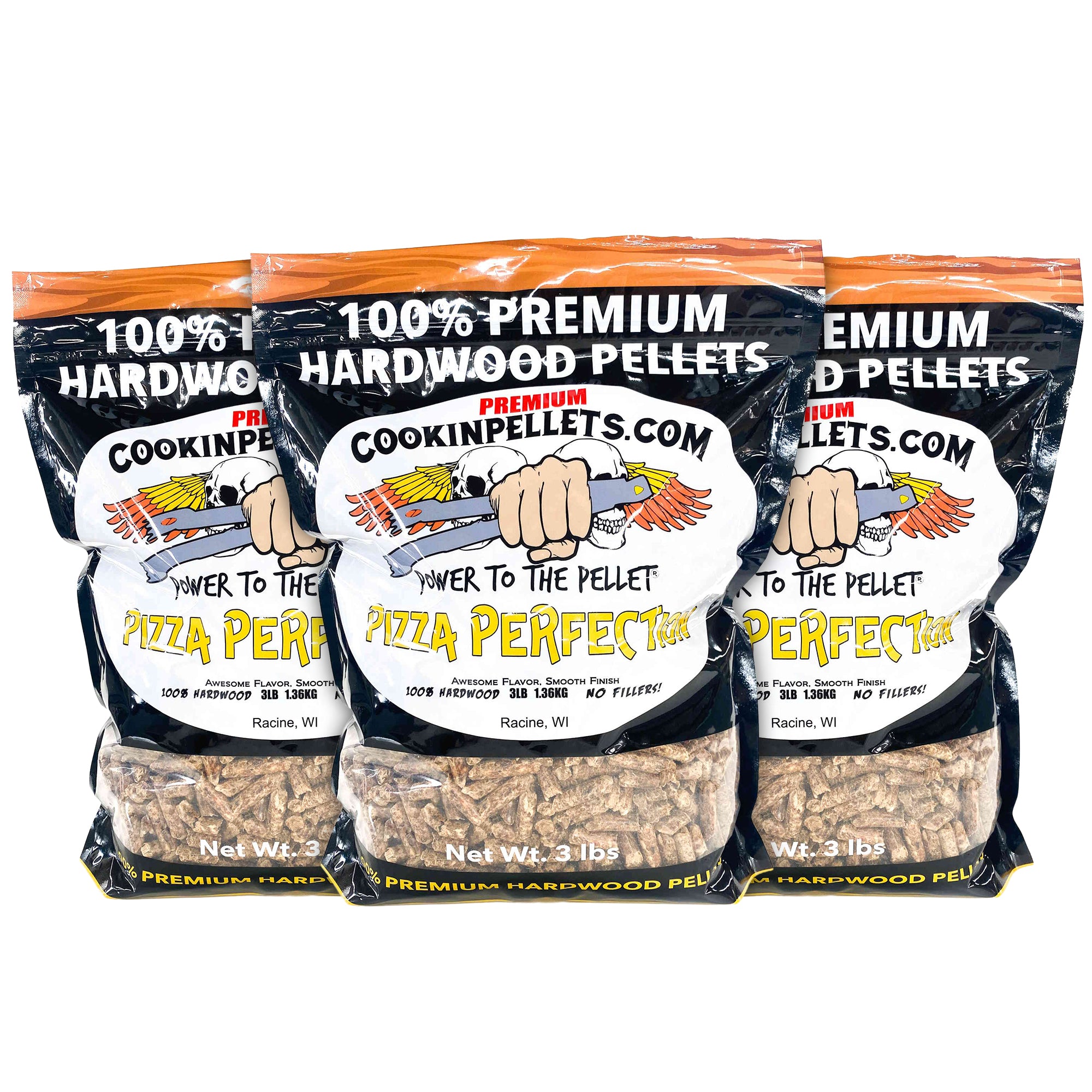 CookinPellets Pizza Perfection Wood Pellets, Indoor Outdoor Smoker, 3Lbs, 3 Pack