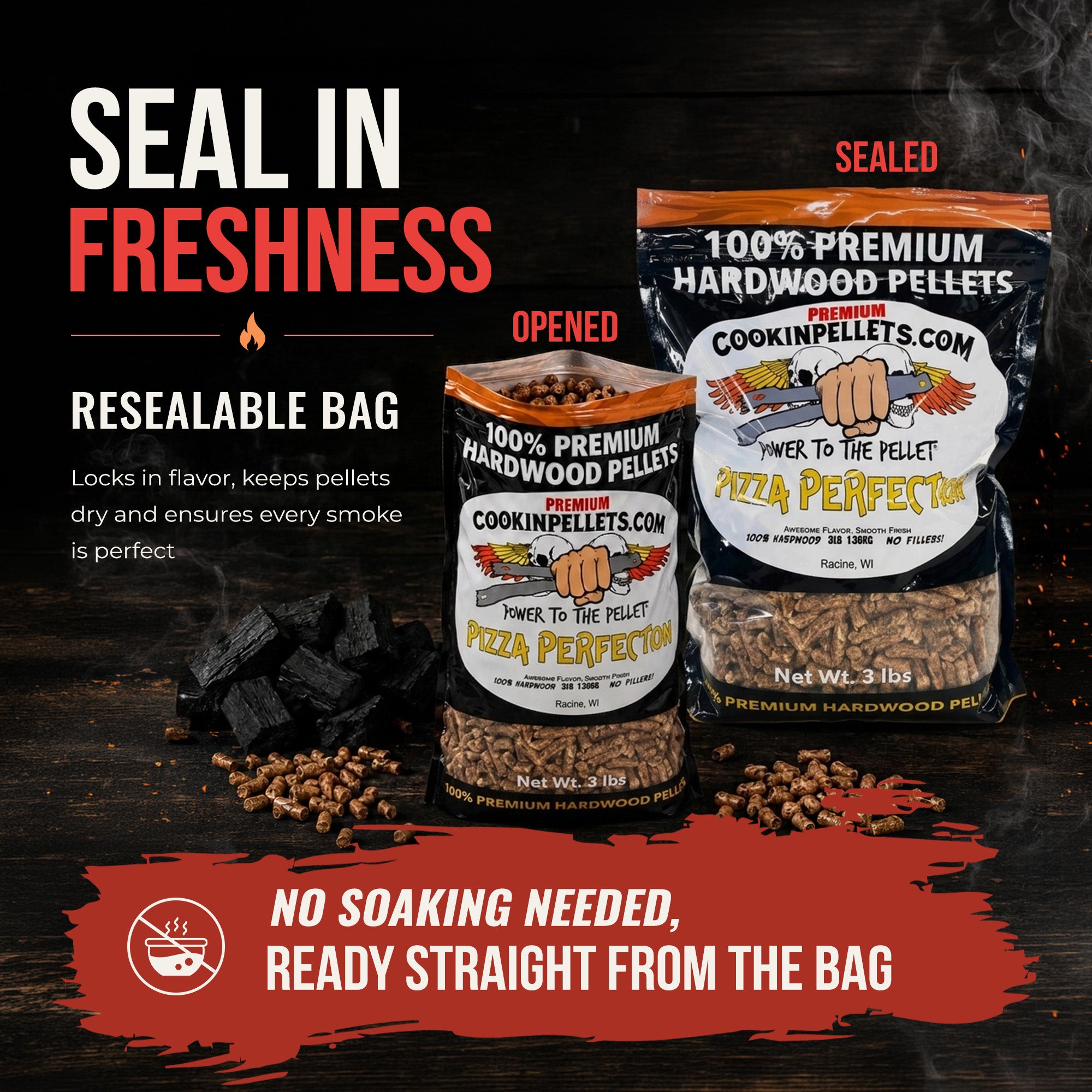 CookinPellets Pizza Perfection Wood Pellets for Indoor & Outdoor Smoker, 3Lbs - VMInnovations