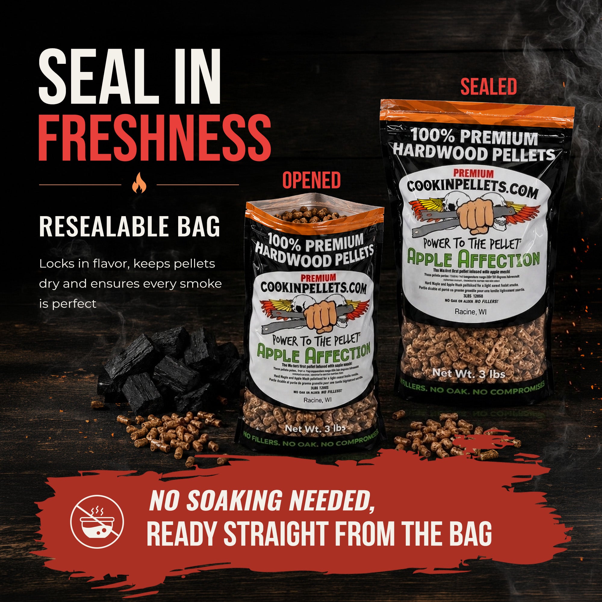 CookinPellets Apple Affection Wood Pellets for Indoor & Outdoor Smoker, 3Lbs - VMInnovations
