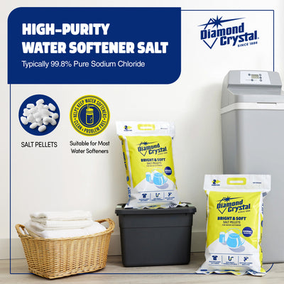 Diamond Crystal High Purity Bright & Soft Water Softener Salt Pellets, 40 Pounds