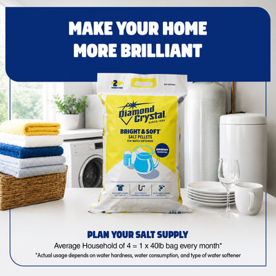 Diamond Crystal High Purity Bright & Soft Water Softener Salt Pellets, 40 Pounds