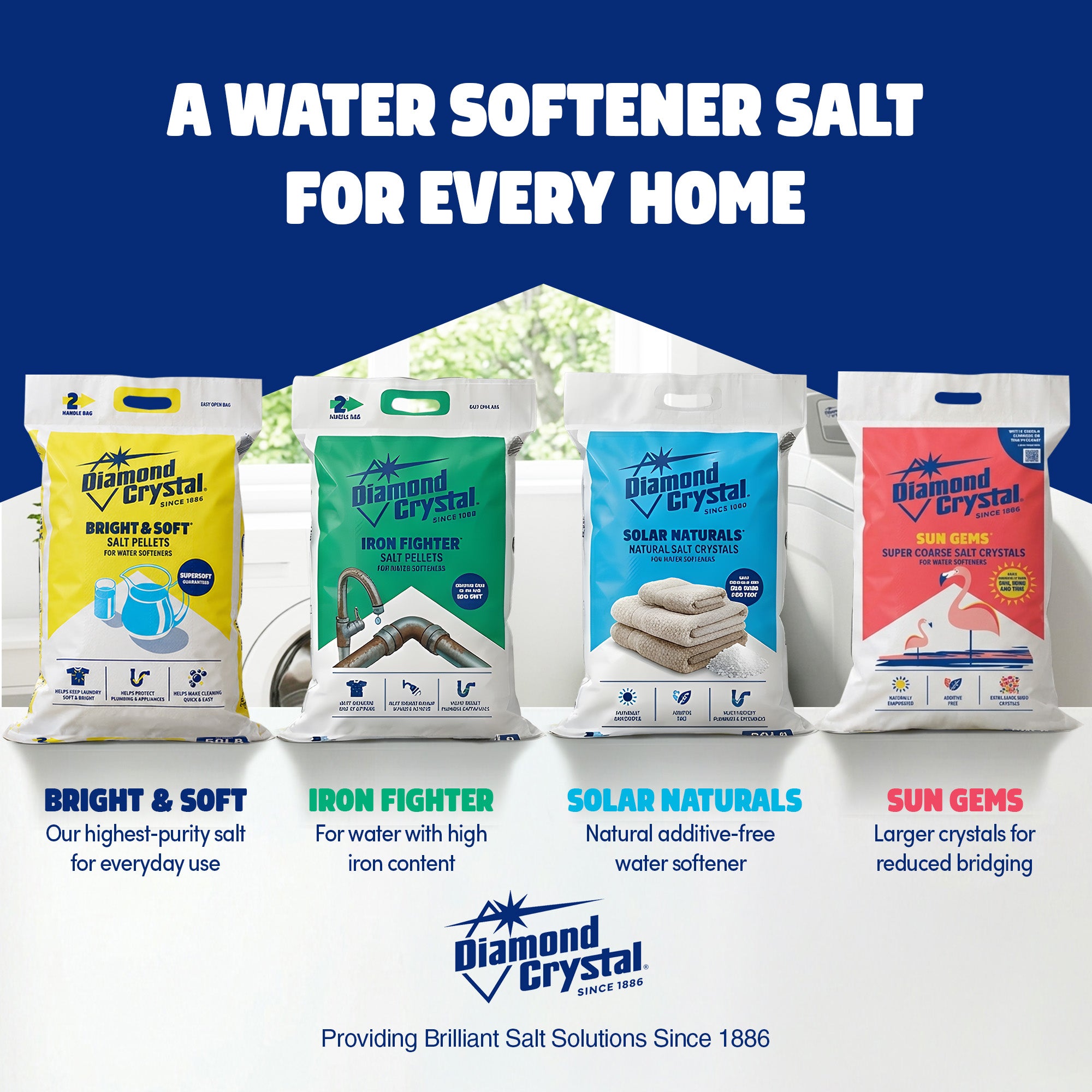 Diamond Crystal High Purity Bright & Soft Water Softener Salt Pellets, 40 Pounds