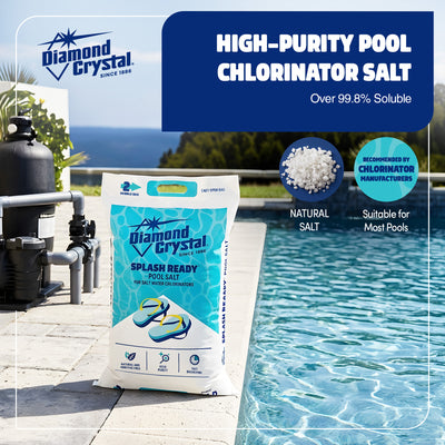 Diamond Crystal Splash Ready Pool Salt for Salt Water Chlorinators, 40 Pounds