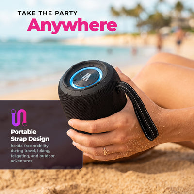 Max Power MPD395 Pulse Boom Portable Bluetooth Speaker with Heavy Bass, Black - VMInnovations