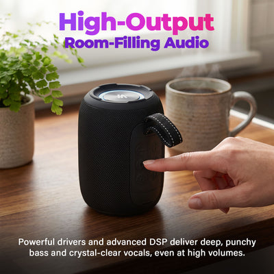 Max Power MPD395 Pulse Boom Portable Bluetooth Speaker with Heavy Bass, Black - VMInnovations