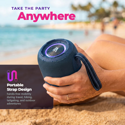 Max Power MPD395 Pulse Boom Portable Bluetooth Speaker with Heavy Bass, Blue - VMInnovations
