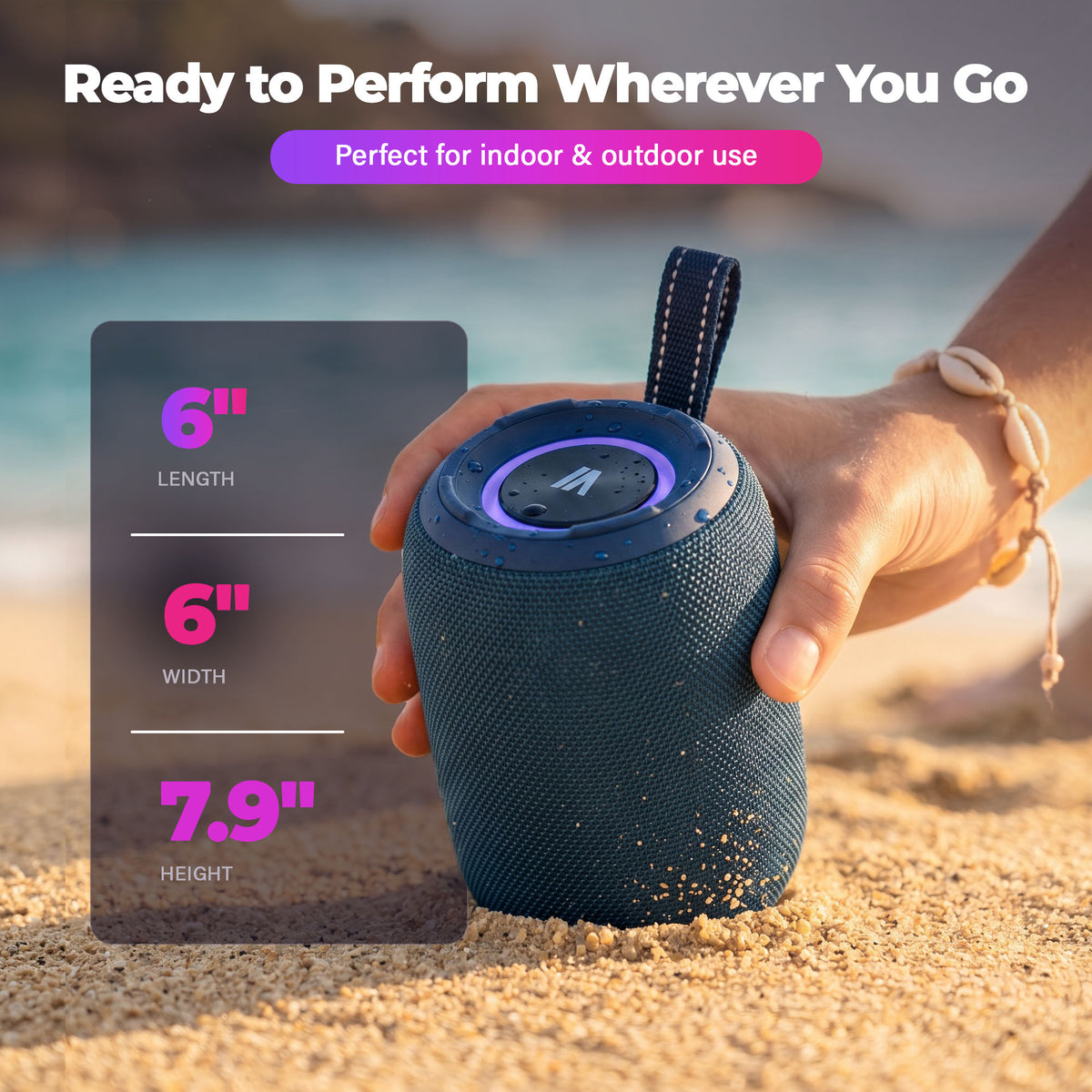 Max Power MPD395 Pulse Boom Portable Bluetooth Speaker with Heavy Bass, Blue - VMInnovations