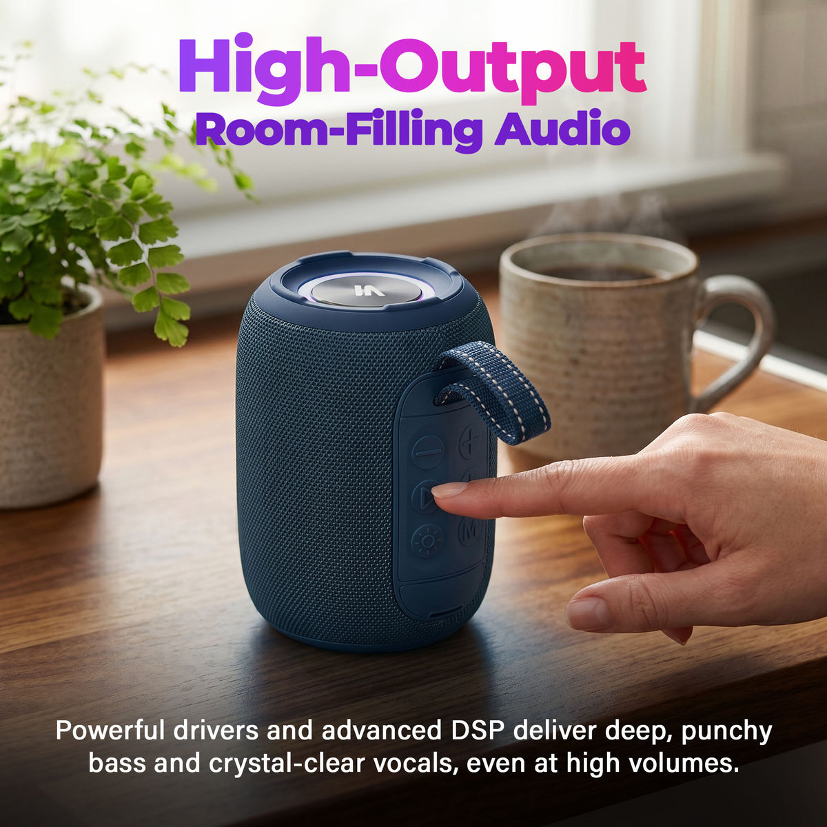 Max Power MPD395 Pulse Boom Portable Bluetooth Speaker with Heavy Bass, Blue - VMInnovations