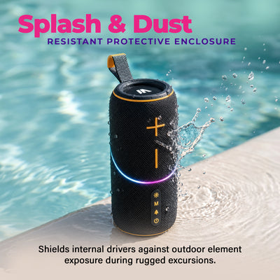 Max Power MPD672 Pulse Xtreme Portable Bluetooth Speaker with Heavy Bass, Black