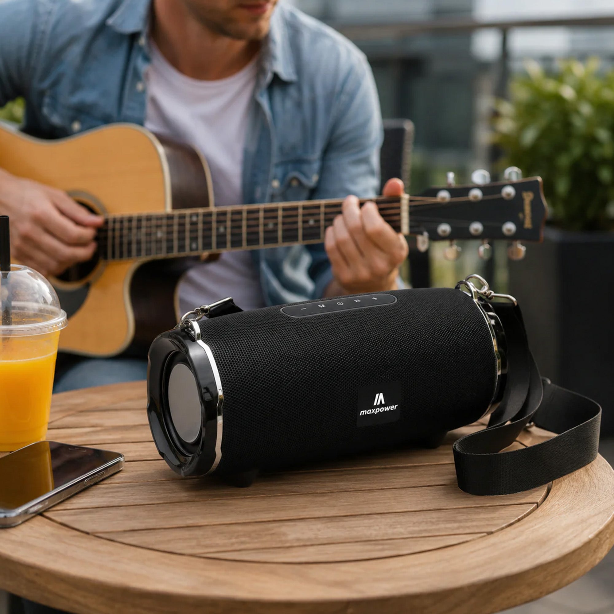Max Power Encore Portable Wireless Outdoor Speaker with Bluetooth 5.3 and Strap