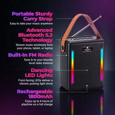 Max Power Solar Beat Bluetooth Speaker with Solar Charging and Type C Charging