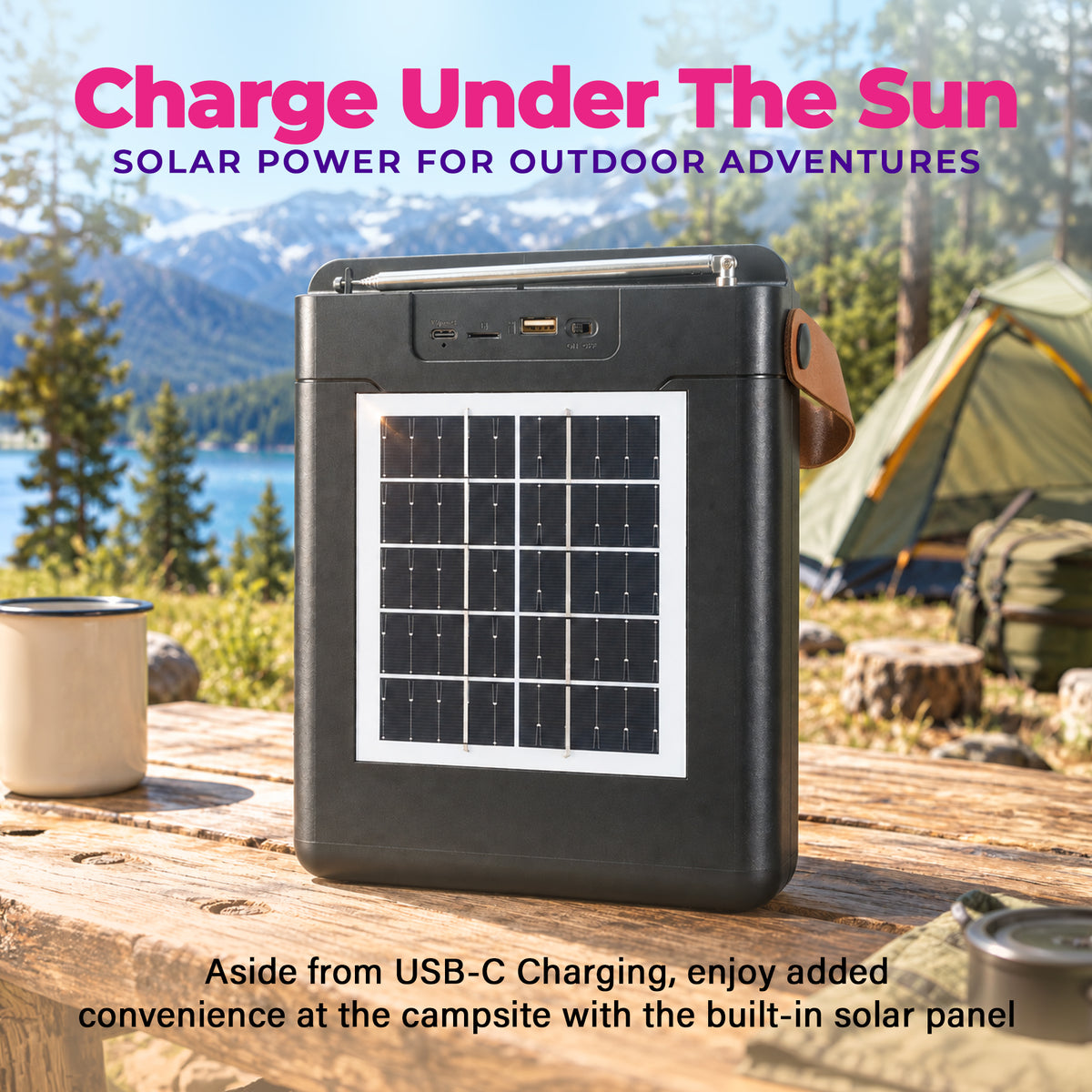 Max Power Solar Beat Bluetooth Speaker with Solar Charging and Type C Charging