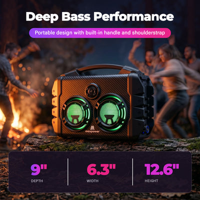 Max Power Party Box Portable Bluetooth Karaoke Speaker with LED Lights, Green
