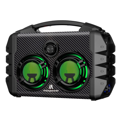 Max Power Party Box Portable Bluetooth Karaoke Speaker with LED Lights, Green