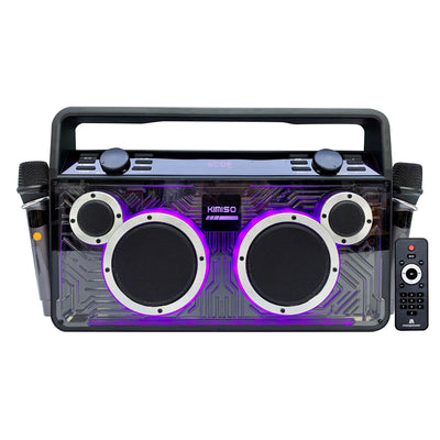 Max Power Retro Boom Portable Bluetooth Speaker with 2 Microphones & LED Lights