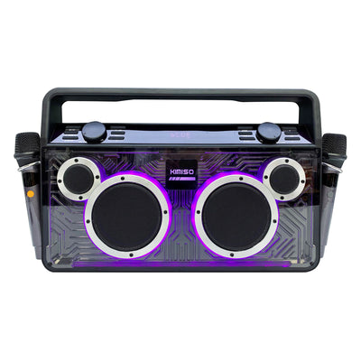 Max Power Retro Boom Portable Bluetooth Speaker with 2 Microphones & LED Lights