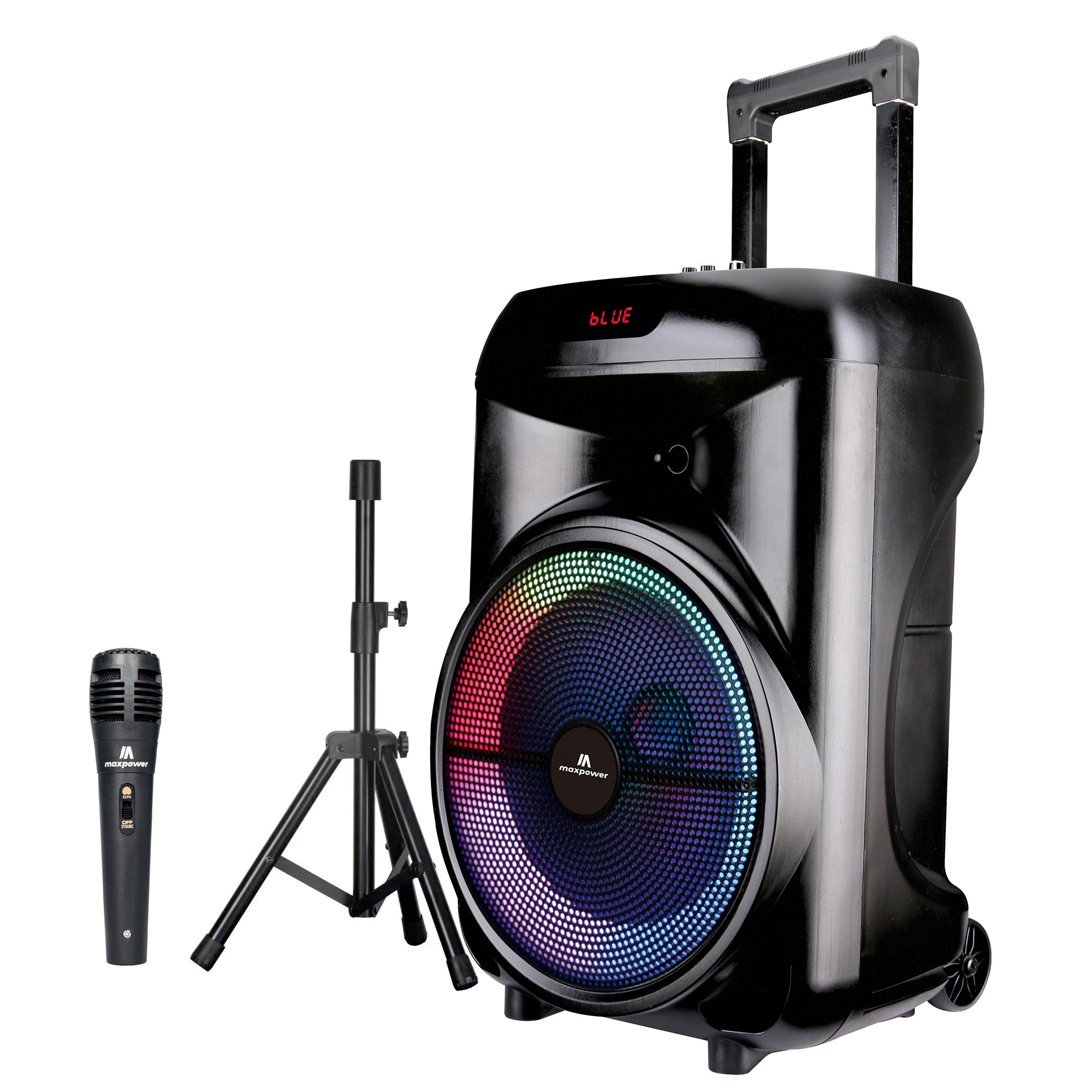 Max Power Rumble 12 Karaoke Bluetooth Trolley Speaker with Adjustable DJ Stand